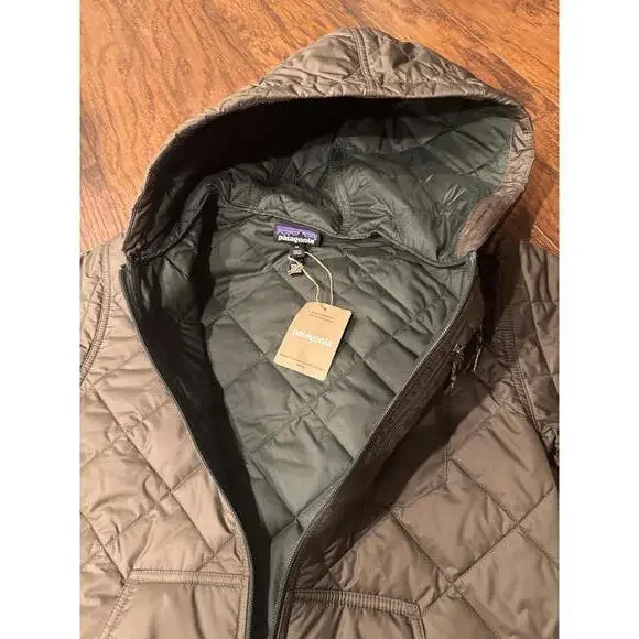 Patagonia Diamond Quilted Bomber Hoody Jacket Women's Size L NWT Basin Green - Picture 7 of 9